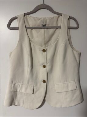 a new day Cream Sleeveless Button-Front Vest